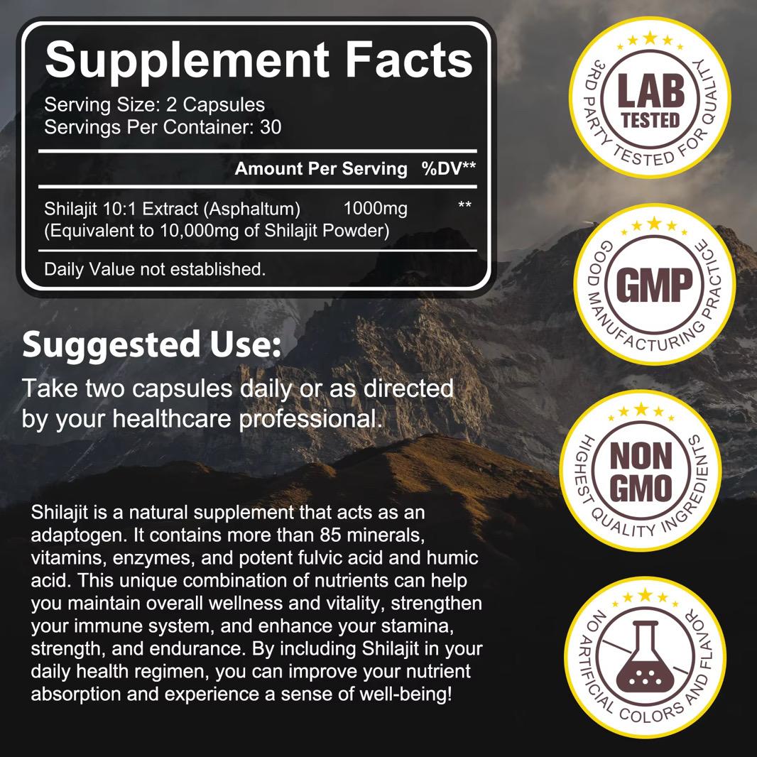 🌟 Shilajit Capsules – Vitalité, Énergie, Performance Naturelle