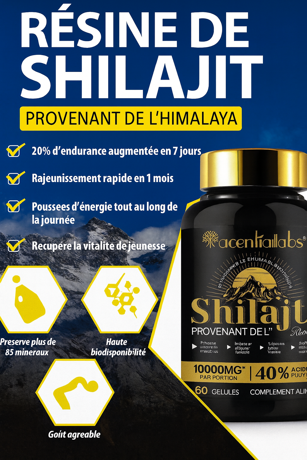🌟 Shilajit Capsules – Vitalité, Énergie, Performance Naturelle